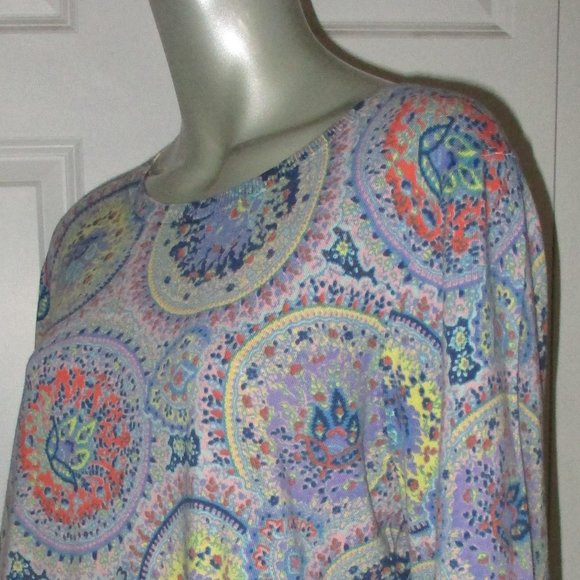 TALBOTS Blue & Pink Paisley Sunburst Pattern Pullover Sweater - Picture 4 of 7